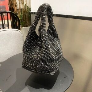 Elegant Black shining Rhinestone Women's handBag - size 16*14cm